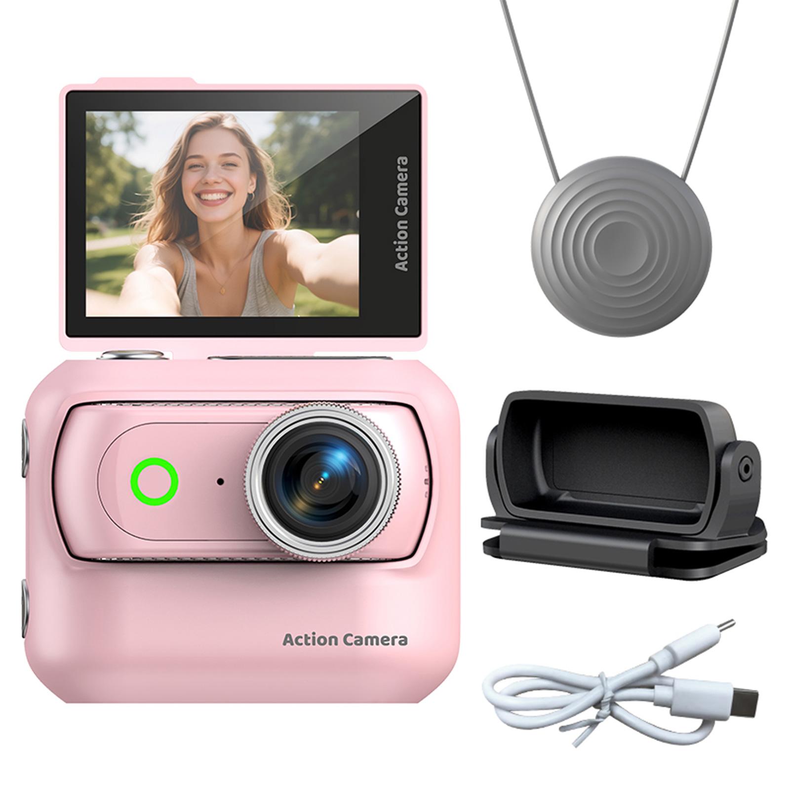 

4K Ultra HD Thumb Action Camera WiFi Outdoor Travel Recording Camera Wide-Angle Lens Portable Magnetic Sports Camera For Student None Card рожевий