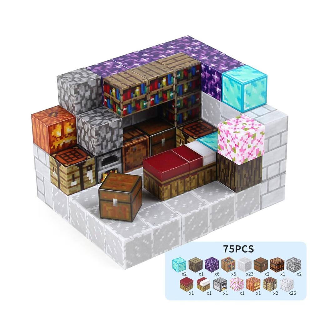 Vexolite Magnetic 3D Educational Elementary School Birthday Kindergarten Entrance Graduation Christmas Secret Blocks, Minecraft-Style Puzzle, Toy,
