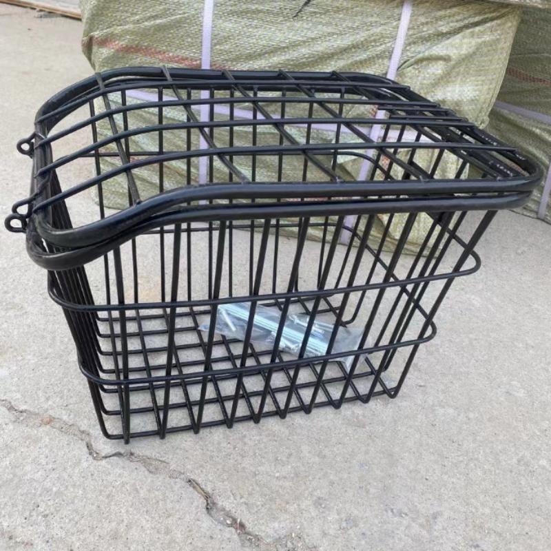 Metal Bike Rear Basket with Integrated Rear Light Bicycle Storage Seat Rack Large Capacity Cycling Rear Frame Shelf