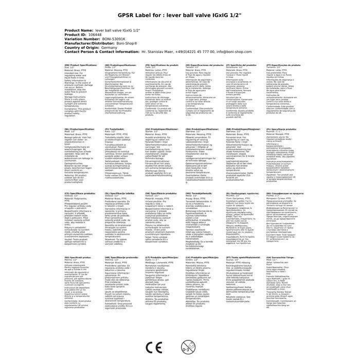 Robinet à boisseau sphérique à levier IGxIG 1/2"