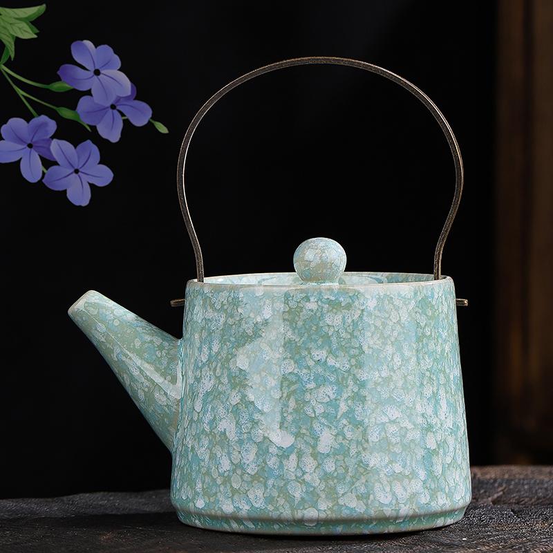 Retro Japanese Style Tea Pot with Side Handle, Lifting Beam, Anti Scalding Ceramic Tea Pot, Household Kung Fu Tea Set