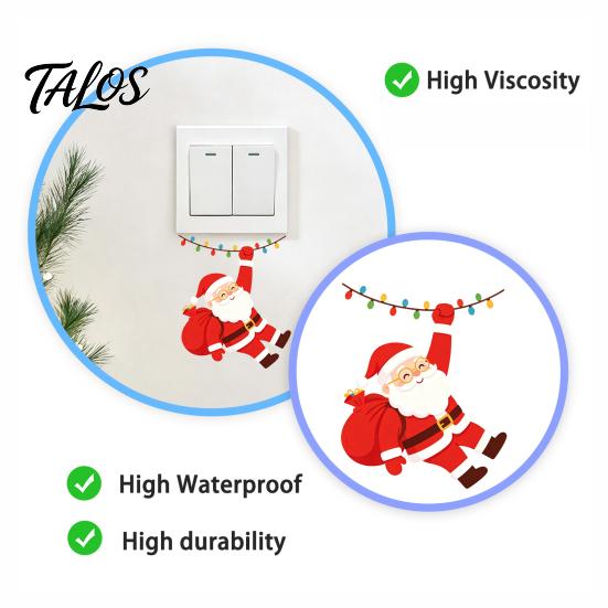 Christmas Party Supplies Santa Claus On Swing Switch Sticker, Decorative PVC Wall Decal, Holiday Home Decor Accessories Removable Self-adhesive Light