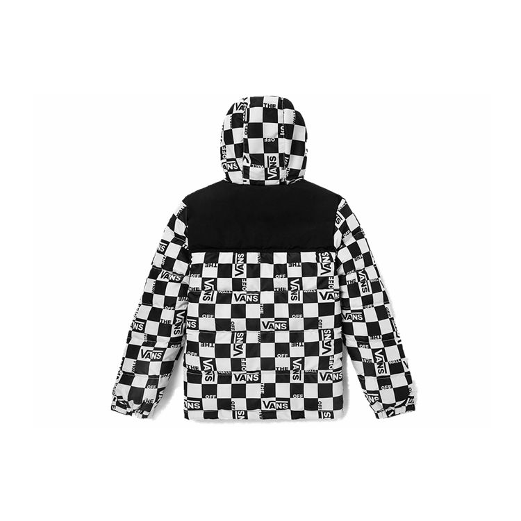 Vans Checkerboard Warm Hooded Down Jacket Men Jacket Black White VN0A54I2ZT6