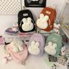 Cute Sweet Cartoon Rabbit Schoolbags for Girl Wear-resistant Nylon Solid Color Children Backpacks Small Lightweight Kindergarten Book Bag with Pendant