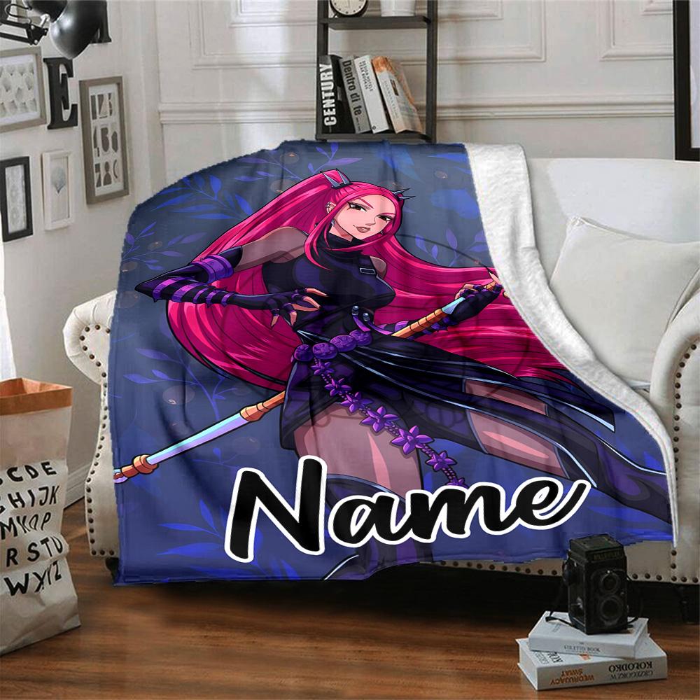 Customizable KPop Demon Hunters21 Throw Blanket – Personalized Name, All-Season Cozy Snug Blanket, Machine Washable, Personalized Blanket