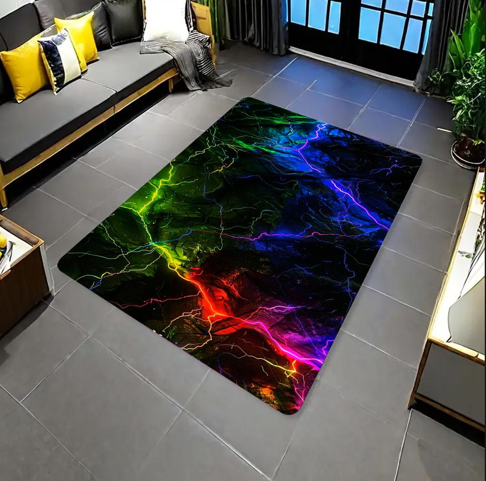 

Colorful Smoke Carpet for Game Room Rainbow Lightning Pattern Carpet Game Anti-slip Mat Graffiti Carpet Home Decoration 40x60CM