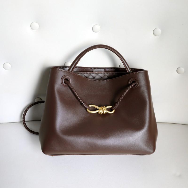Womens Genuine Leather Tote Bag With Metal Bow Detail Large Capacity Shoulder Handbag Vintage Style