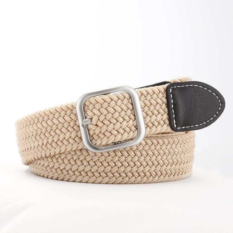 Unisex Elastischer Gewebegürtel im koreanischen Stil mit Dornschließe aus Leder - Kein Stanzen, vielseitiger lässiger Hüftgurt für Herren-Canvas-Hosen