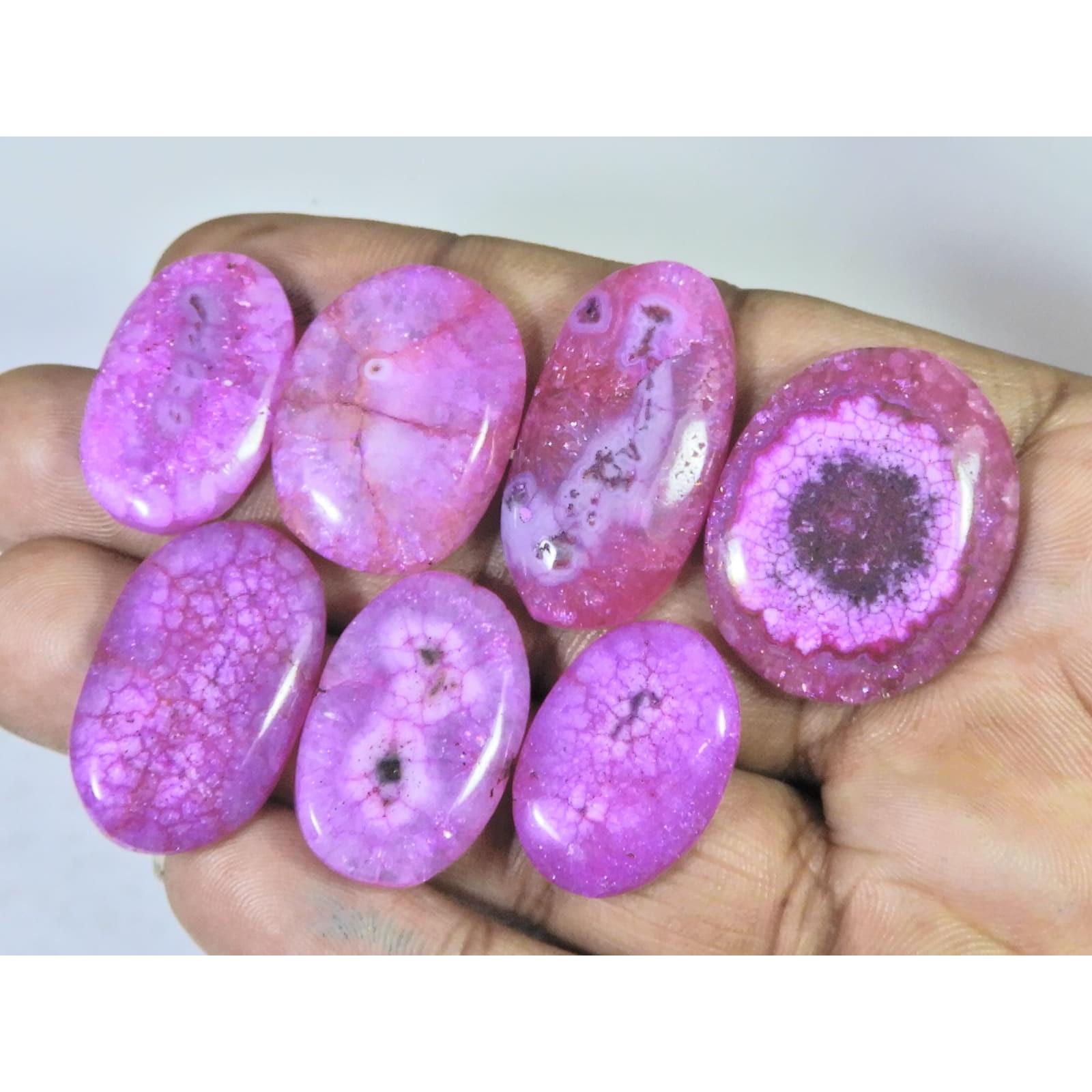 

153Cts.Color Enhanced Pink Solar Cab Agate Oval Loose Gemstone 7Pcs Lot C-2124