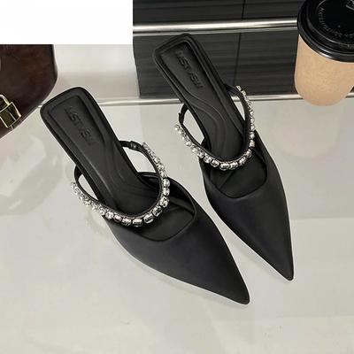 Pointed Toe Sexy Crystal Women Slippers High Heels Shoes Summer Luxury Brand Sandals  Party Elegant Flip Flops Mules Pumps