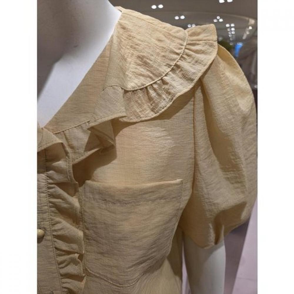 Cc Collect Ruffle Detail Wide Collar Blouse  C262msc136 