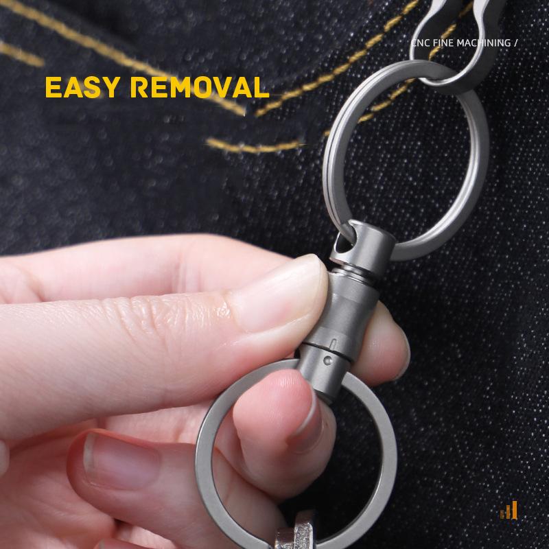 Titanium Alloy Quick Release Car Key Chain Ultra-light EDC Connecting Buckle With A Lock Rotary Keychain 360° Rotatable Keyring