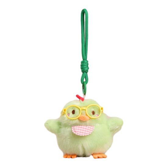 Yousheng Plush Chicken Pendant Keychain, Embroidered Auspicious Words Design, with Squeaking Backpack Charm for Kids Adults