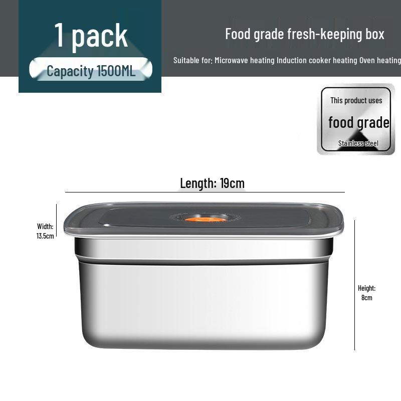 Stainless Steel Food Storage Box with Lid - Square Tray Lunch Container for Office Workers