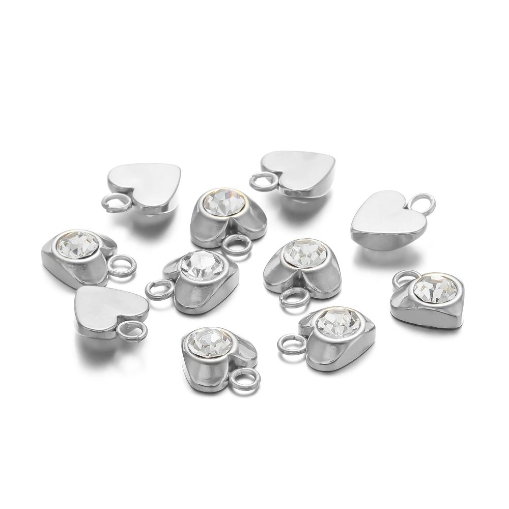 20 Stück Edelstahl Herz Zirkon Anhänger Stern Perlen Schmuckzubehör DIY Exquisites Halsketten Armbänder Zubehör Ohrringe Herstellung