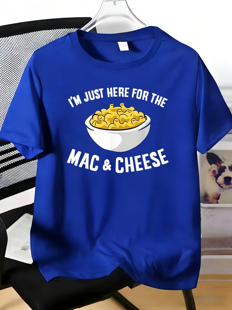Unisexs Tee Funny Mac And Cheese Bowl Letter Text Print Cotton Short Sleeve Male Casual Streetwear Outdoor Daily Basic Fashion Top