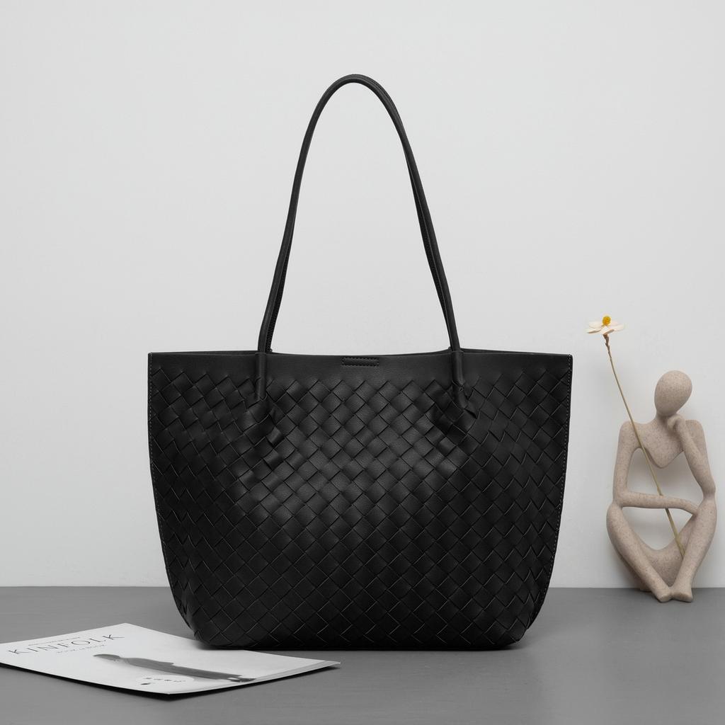 Cowhide Woven Bag Women's New Korean Version Trendy Single Shoulder Fashionable Versatile Large Capacity Underarm Leather