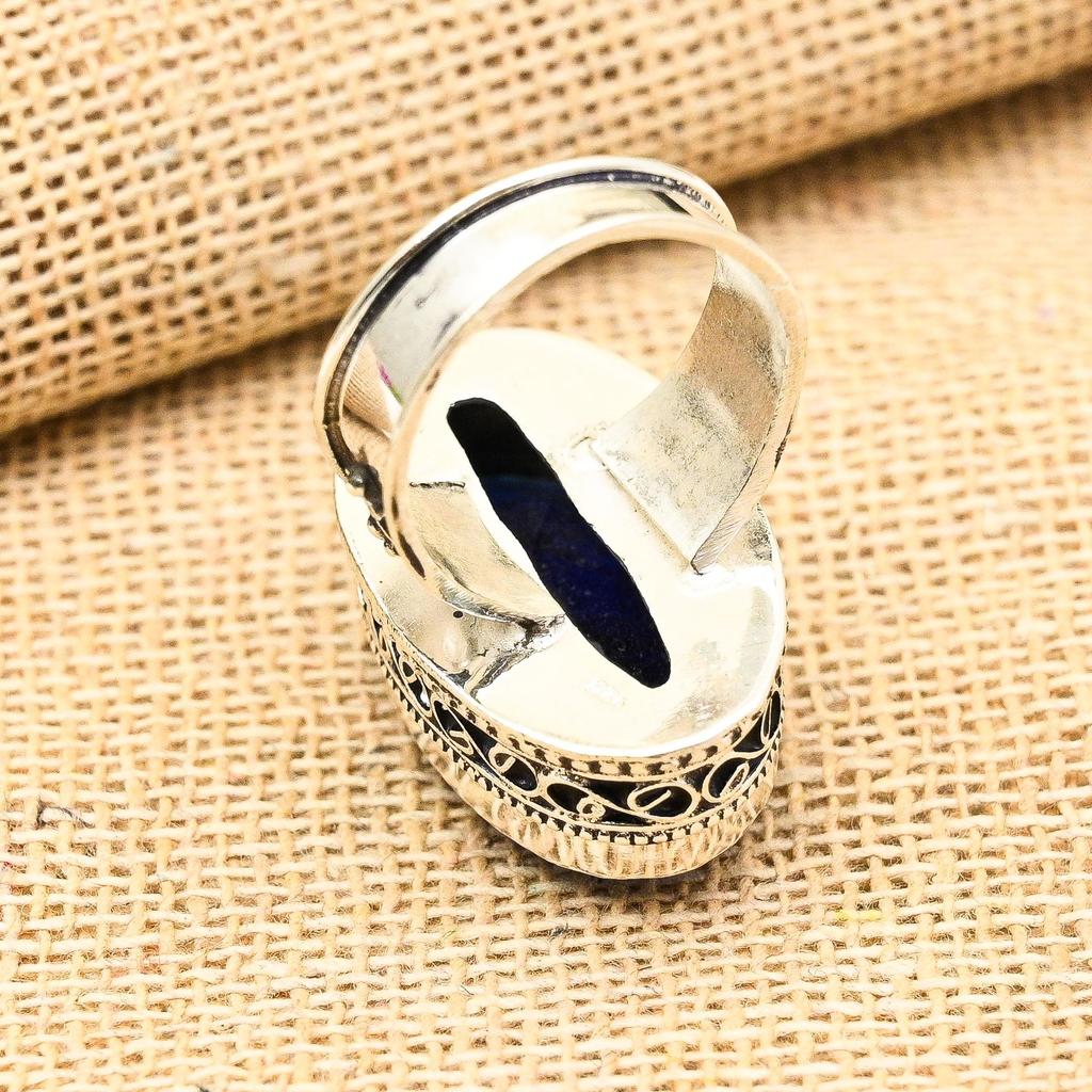 Bague en argent sterling 925 faite à la main avec pierre précieuse en saphir bleu pour le Memorial Day