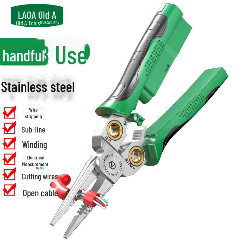 8-in-1 Multi-Function Stainless Steel Wire Stripping and Cutting Pliers for Electricians