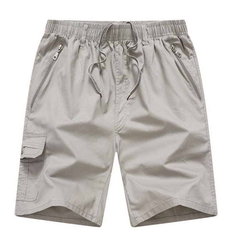 Men's Khaki Cargo Shorts Multi Button Pocket Casual Mid-Length Daily Outdoor Wear