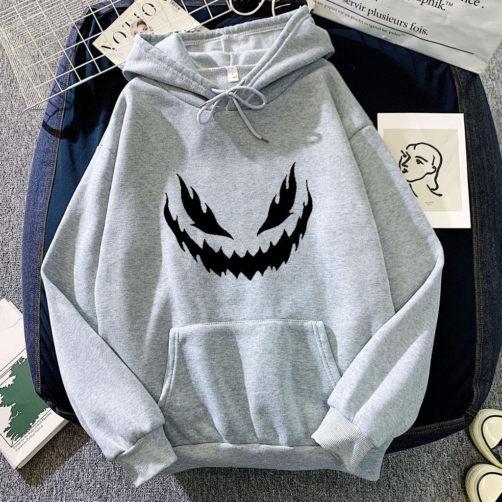 High-Quality Fashion Trendy Printed Autumn Winter Frayed Edge Emoji Printed Hoodie Sweatshirt Unisex Korean Style Trendy Casual