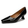 High heels women's thin heels black temperament professional women's shoes 2025 new small fresh fruit green square head French single shoes