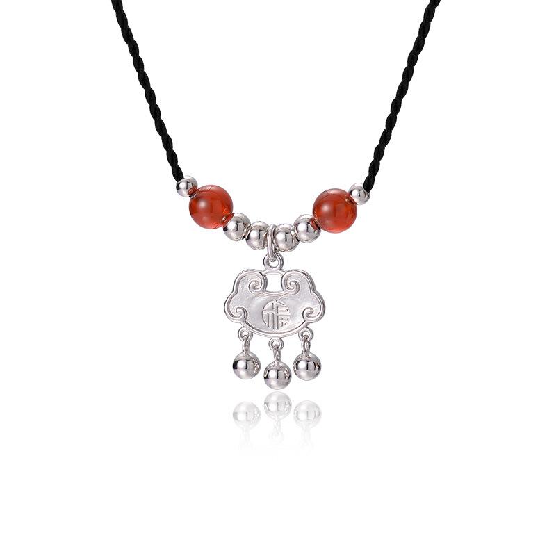 

Новое ожерелье с замком безопасности из красного агата в китайском стиле с дизайном в китайском стиле. Ошейник-цепочка, сплетенный из веревки, в подарок девушке