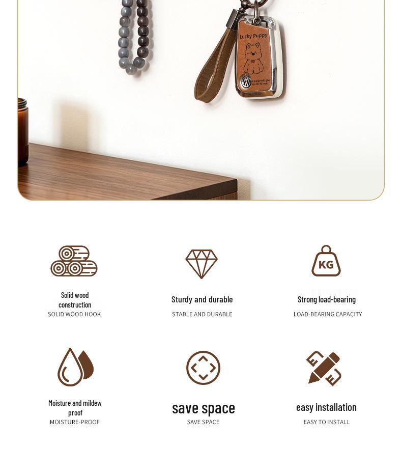 Nordic Wooden Wall Key Holder & Shelf - Stylish Entryway Hook for Keys & Decor