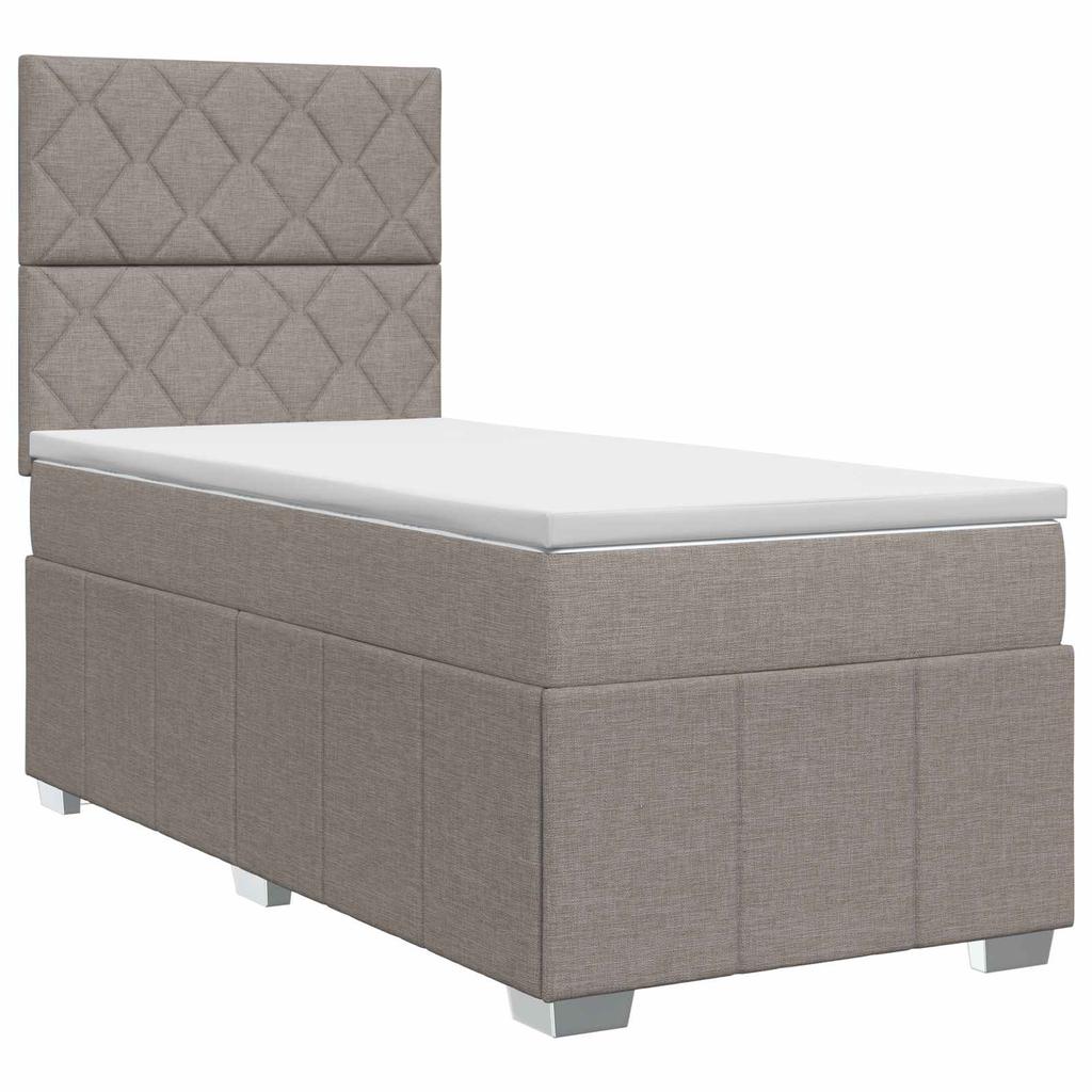 Box Spring Bed with Mattress Taupe 100 x 200 cm Fabric