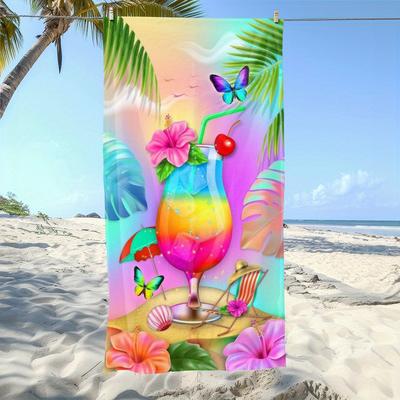 Colorful Tropical Roostertail Beach Towel, Stylish Absorbent Quick-Drying Large Hand Towel for Summer