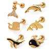 14K GOLD-PIN Dolphin Shark Gold Piercing (Single Side Sold)