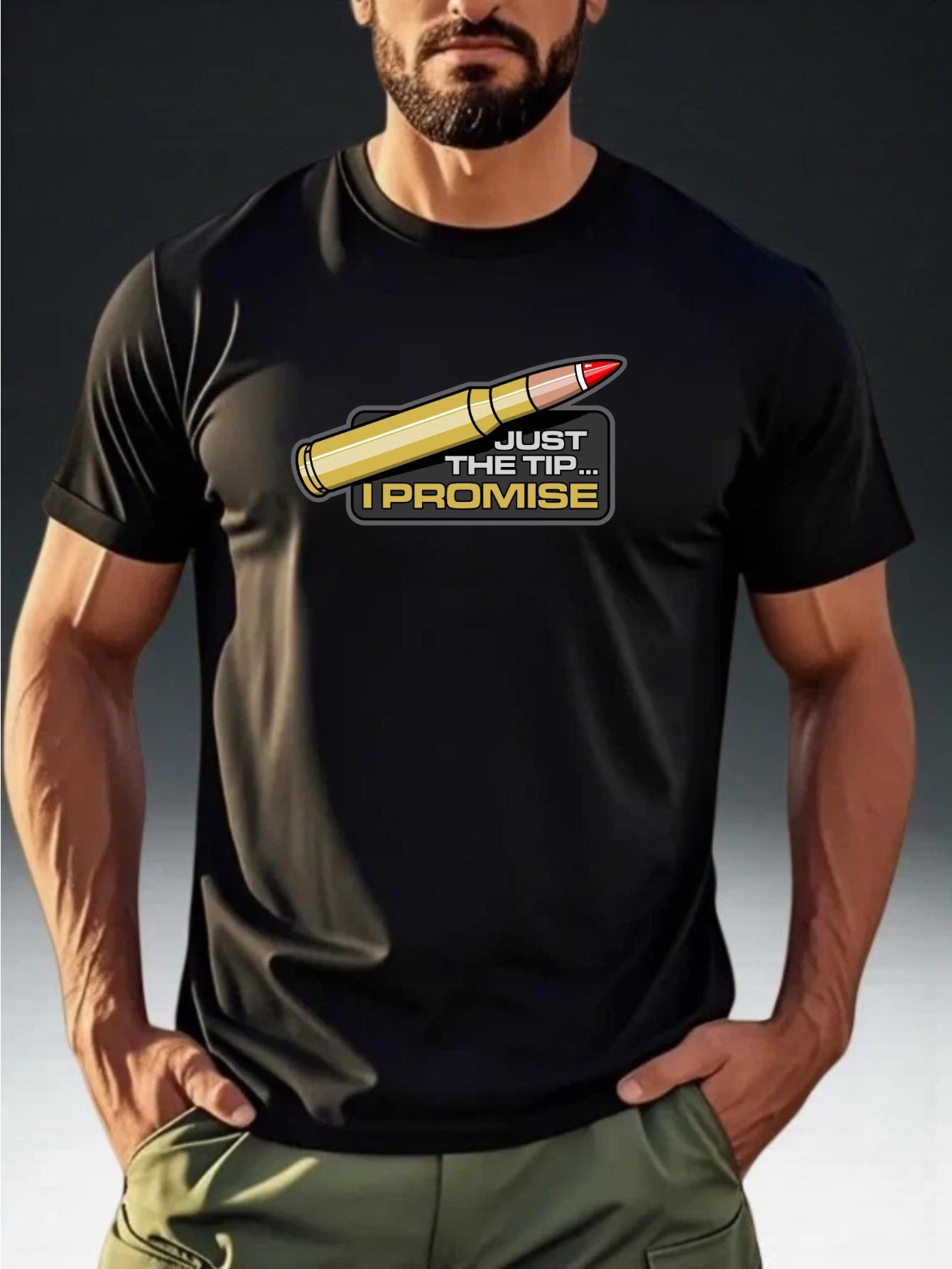 

Men S Short-Sleeve T-Shirt with Bullet Print And Unique Slogan Design XXXXL