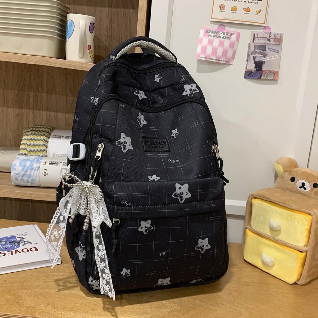 Schoolbag Ice Blue Cream Butterfly Dark Pattern Soft Girl Backpack Youth Vitality Primary and Secondary School Students Grades 1-1 Backpack