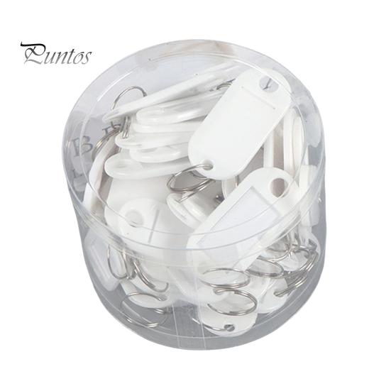 

50 шт. Пластиковые брелки для ключей, идентификационные бирки с раздельным кольцом для ключей, бумажная вставка, брелки для ключей, писчая бумага, органайзер для ключей белый