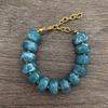 Round Resin Bracelet Women Statement Big Barrel Beads Stainless Steel Waterproof Thick Geometric Gold PVD Beige Coffee