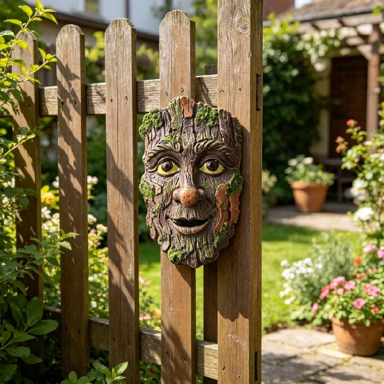 Outdoor Garden Tree Face Sculpture Planter Resin Flower Pot Decorative Hanging Ornament for Courtyard Garden Decoration