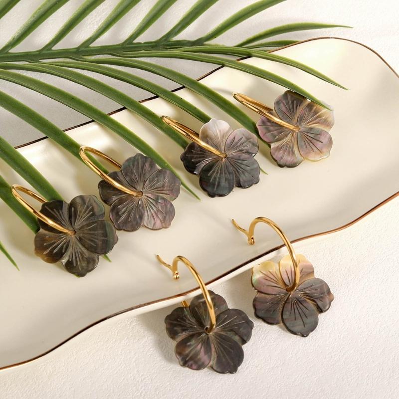 Black Natural Shell Earring Handmade Pearls Beads Pendant Earwears Ear Ornaments Charming Ear Hangers for Women Girl