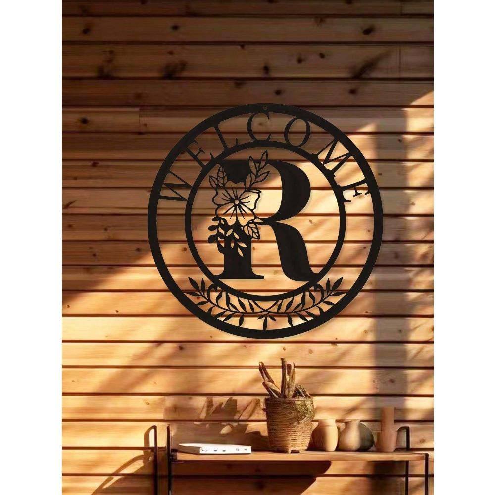 Metal Wall Plaque Classic Letter Design Hanging Decor Creative Art Home Gift