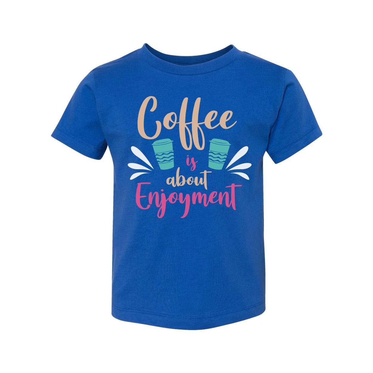 

Coffee Is About Enjoyment Unisex Short Sleeve Graphic Tee With Pastel Cup Design S