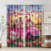2 Pcs   Filtering Curtains (excluding Rods   Non-movable   Without Batteries) A Romantic Polyester Valentine Puppy for Use In