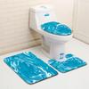 Marble Textured Toilet Three-Piece Floor Mat Doormat Bathroom Carpet