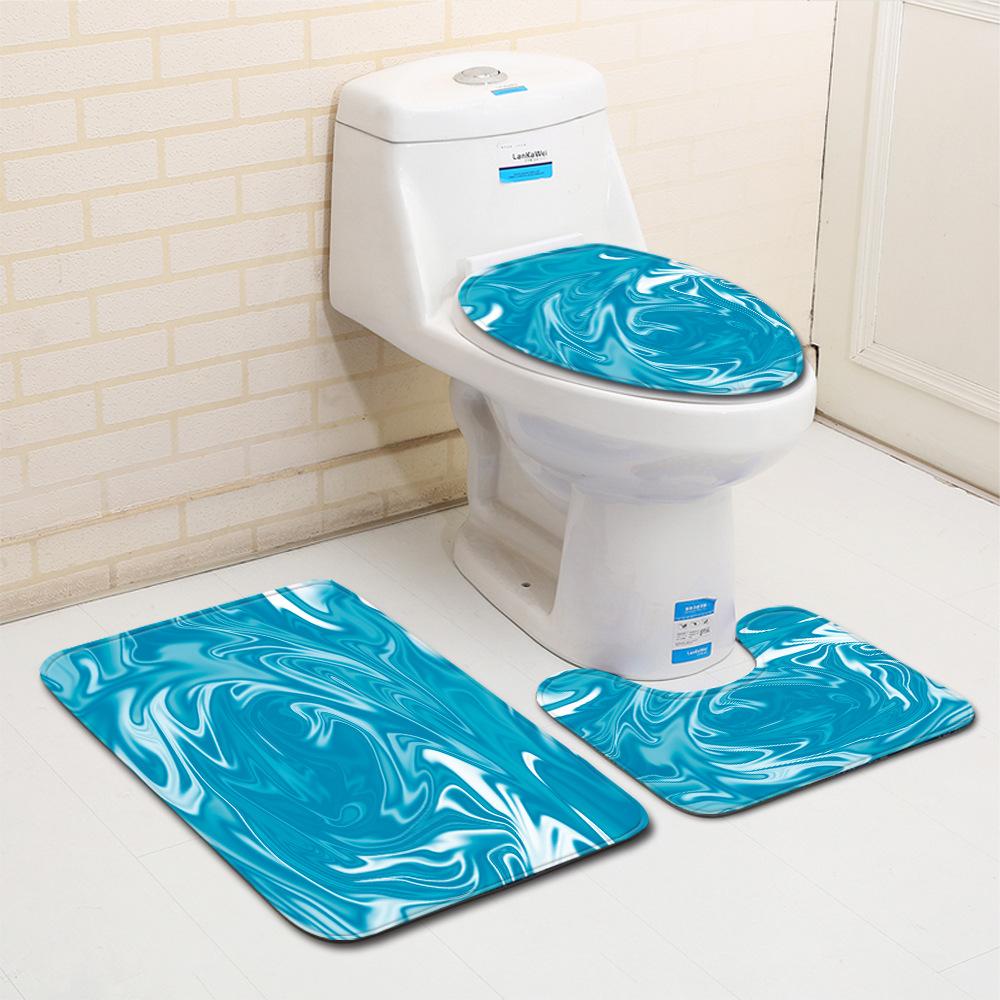 Marmorstrukturierte Toilette Dreiteilige Bodenmatte Fußmatte Badezimmerteppich