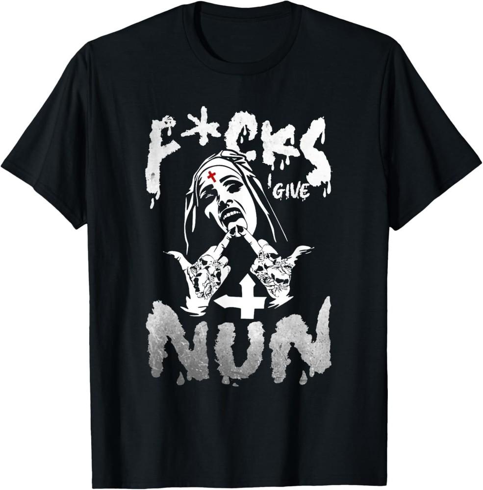 F-cks I Give Nun Dark Humor Gothic Design Tee Unisex T-Shirt M