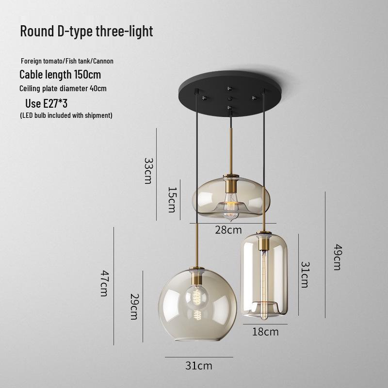 Nordic Industrial Glass Pendant Light for Cafe/Bar