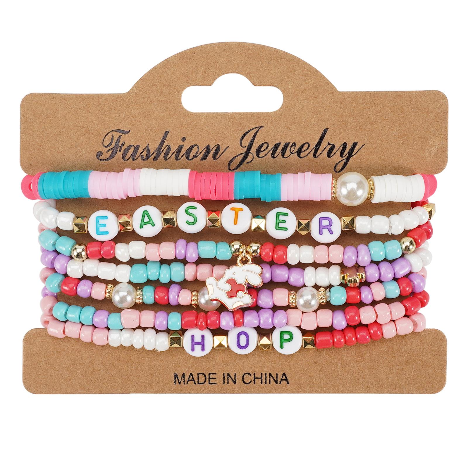 

Новый Пасхальный Браслет Кролик Яйцо Мягкий Керамический Бисер Праздничная Вечеринка