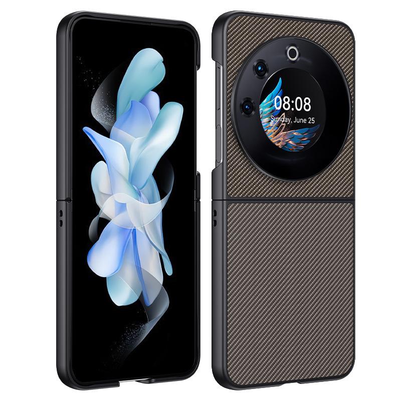 Suitable for Transsion PhantomVFlip Mobile Phone Case Carbon Fiber Kevlar Pattern Anti-drop Ultra-thin Leather Case Protective Case
