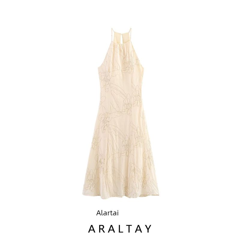 Araltay Autumn New Women's Clothing Fashion Style Fashion Flower Embroider Hanging Collar Dress 8308853
