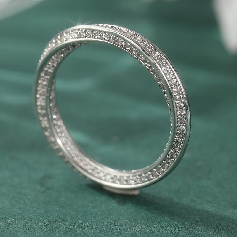 Fashion Classic Twist Design Promise Rings for Couples Simple Style Sparkling Synthetic Zirconia Wedding Engagement Jewelry Gift