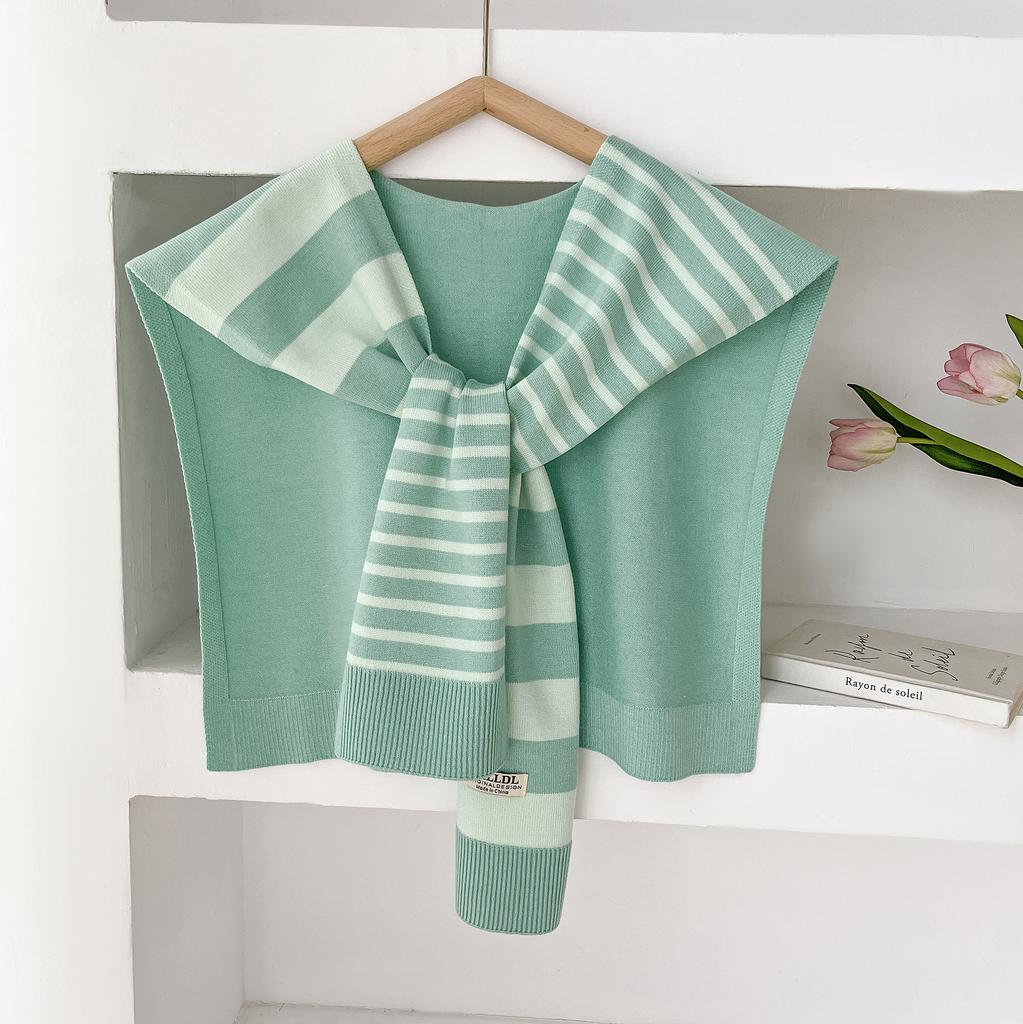 The Four Seasons Knitted Preppy Striped Intersect Shawl High-Grade Summer Office Air-Conditioned Room Neck And Shoulder Scarf