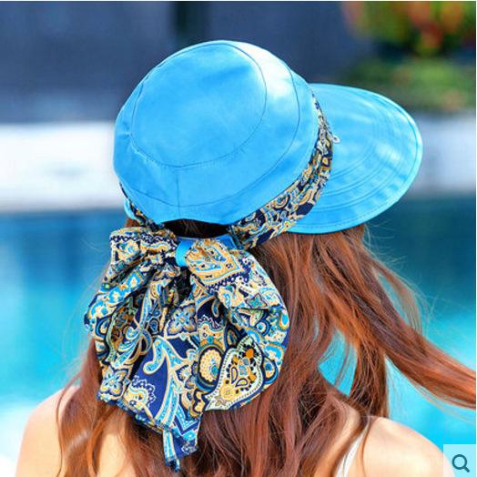 Summer sun hat women's sun hat cycling outdoor folding beach sun hat women's summer big edge face cover summer hat